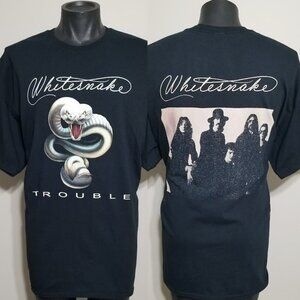 Whitesnake Trouble Album Band Tee Shirt 2XL Black Rock Concert Tour David Coverd
